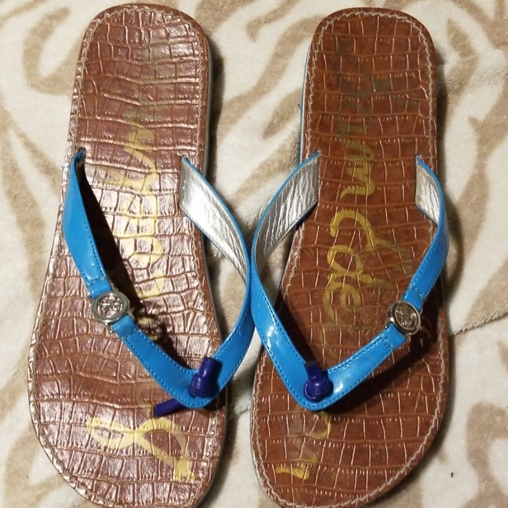 Sam edlemam electric blue thong sandals sz 10